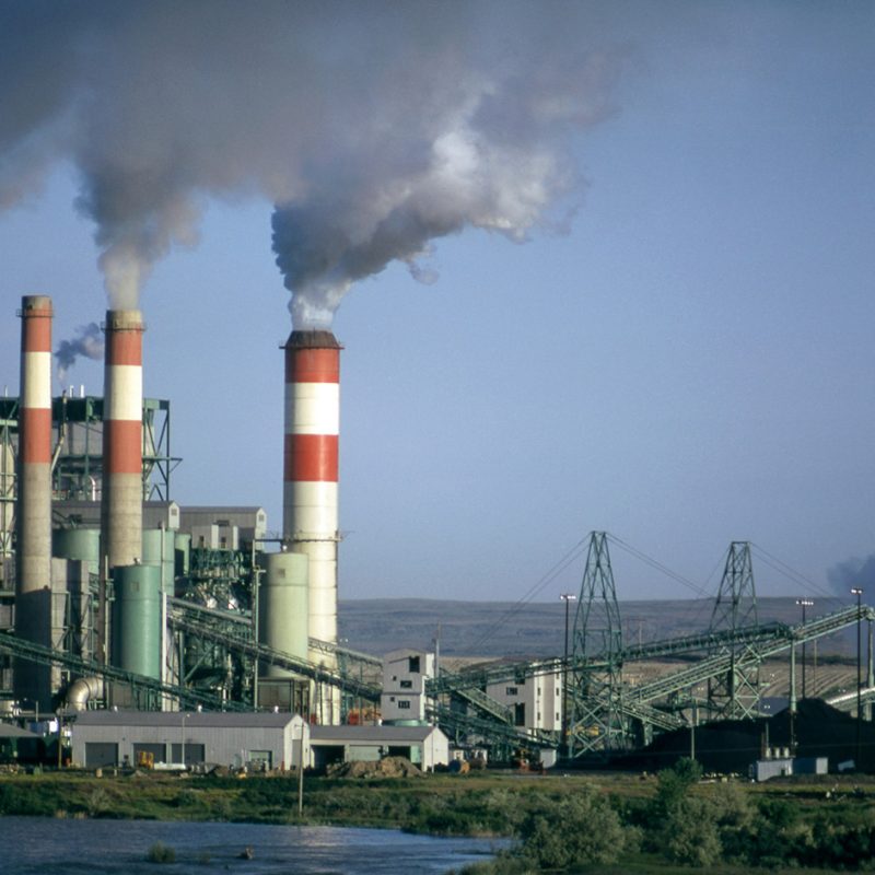 Refinery with smokestacks